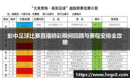 彭中足球比赛直播精彩瞬间回顾与赛程安排全攻略