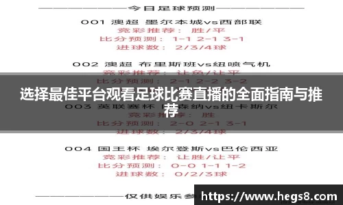 选择最佳平台观看足球比赛直播的全面指南与推荐